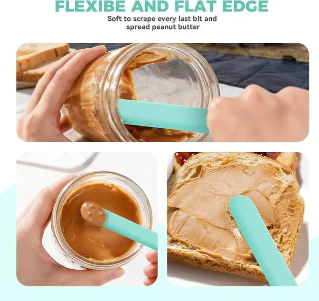 Alt view image 6 of 7 - Silicone Jar Spatula Set of 3, Long Handle Skinny Spatula and Spurtle for Sourdough Starter, Flexible Jar Scraper for Peanut Butter, Jam, Icing, Cream with No Batter Left Behind (3)