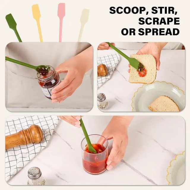 Alt view image 6 of 6 - Silicone Jar Scraper Set of 4, Double-Headed, 10.2-Inch