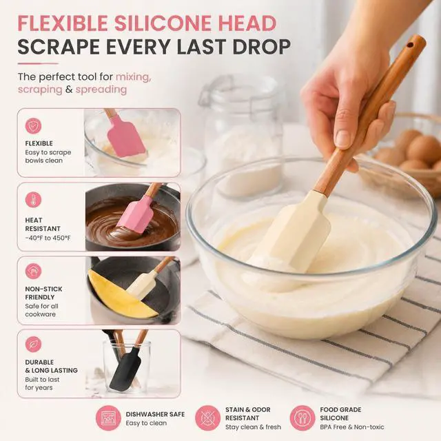 Alt view image 3 of 7 - 3-Piece Silicone Spatula Set, BPA-Free, Heat-Resistant