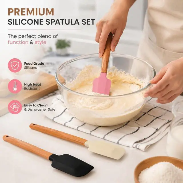 Alt view image 6 of 7 - 3-Piece Silicone Spatula Set, BPA-Free, Heat-Resistant
