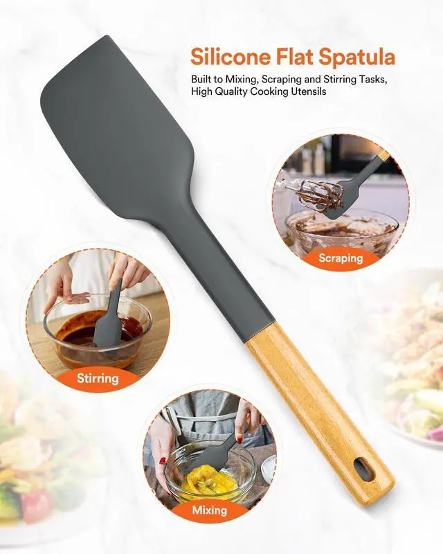 Alt view image 6 of 7 - Badiano Silicone Heavy-Duty Spatula, Rubber Scraper for Nonstick Cookware