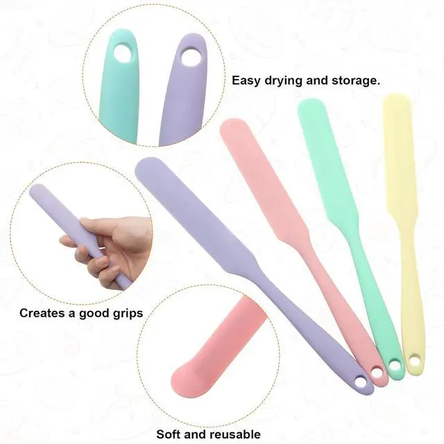 Alt view image 5 of 6 - 4 Pcs Silicone Jar Spatula, Heat Resistant Cake Cream Scraper Set