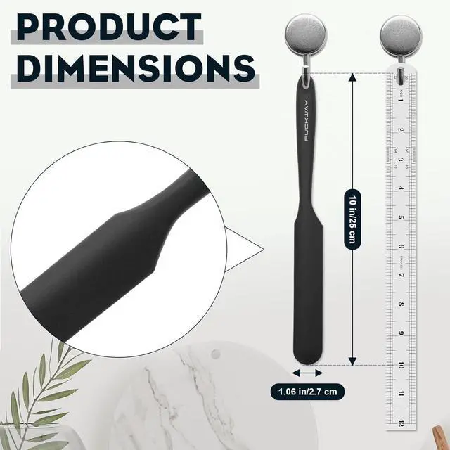 Alt view image 2 of 7 - 3pcs Silicone Jar Spatulas 10in Long Skinny Heat-Resistant, Narrow Spatula Set for Scraping Peanut Butter, Sourdough, Jam in Small Containers, Blenders & Baking (Black)