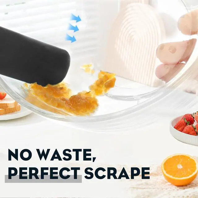 Alt view image 4 of 7 - 3pcs Silicone Jar Spatulas 10in Long Skinny Heat-Resistant, Narrow Spatula Set for Scraping Peanut Butter, Sourdough, Jam in Small Containers, Blenders & Baking (Black)