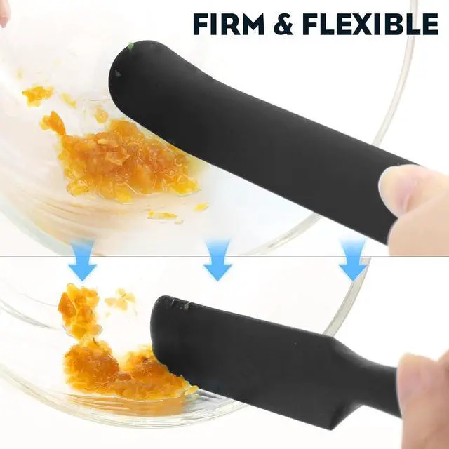 Alt view image 5 of 7 - 3pcs Silicone Jar Spatulas 10in Long Skinny Heat-Resistant, Narrow Spatula Set for Scraping Peanut Butter, Sourdough, Jam in Small Containers, Blenders & Baking (Black)