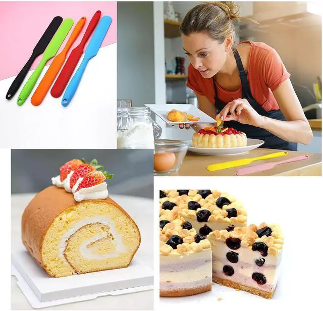 Alt view image 4 of 7 - 5 PackSilicone Jar Spatula, Long Handle Jar Scraper Spurtle, Sourdough Spatula, Non-Stick Heat Resistant Cake Cream Spatulas Set, Small Spatulas for Kitchen Use
