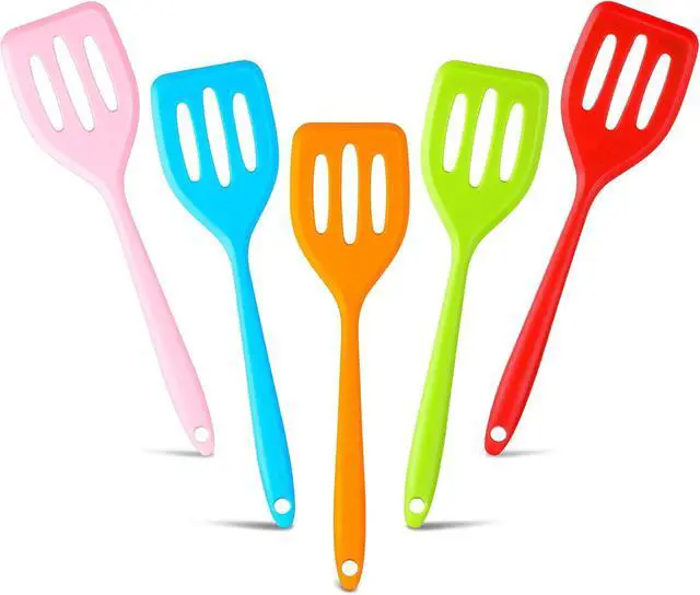 Main image of 5 Pack Small Silicone Slotted Spatula Turner for Cooking Baking