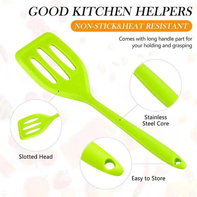 Alt view image 3 of 6 - 5 Pack Small Silicone Slotted Spatula Turner for Cooking Baking
