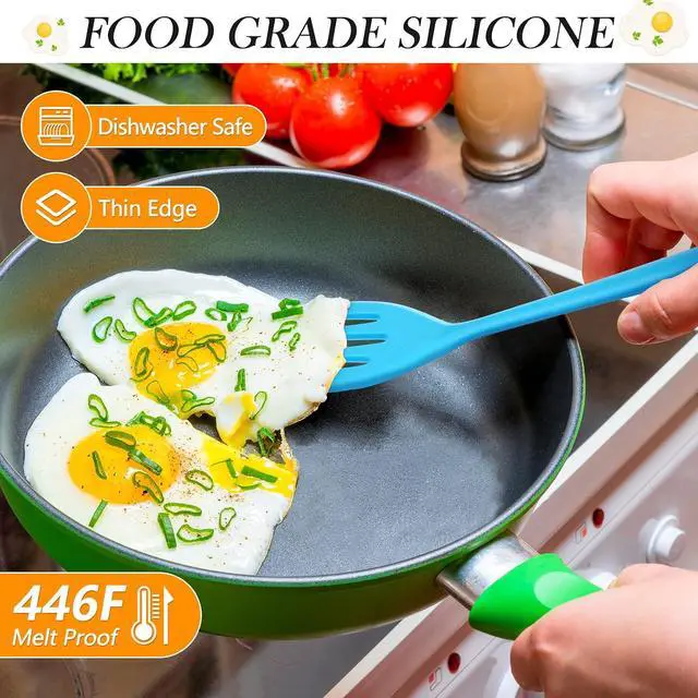 Alt view image 4 of 6 - 5 Pack Small Silicone Slotted Spatula Turner for Cooking Baking
