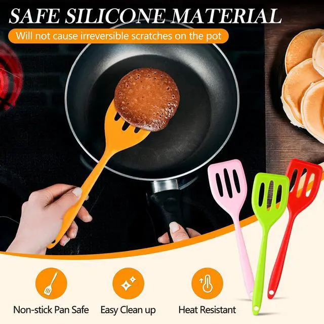 Alt view image 5 of 6 - 5 Pack Small Silicone Slotted Spatula Turner for Cooking Baking