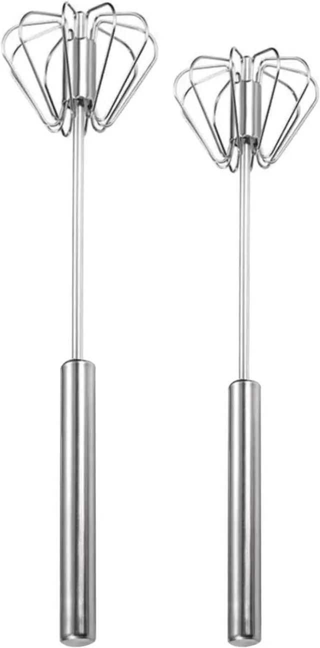 Main image of Semi-automatic Whisk, Stainless Steel Egg Beater, Versatile Milk Frother, Hand Push Rotary Whisks Mixer Stirrer for Blending, Whisking, Beating & Stirring (Silver 12+14in)