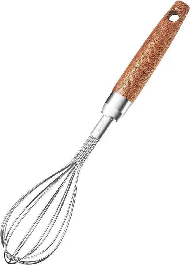 Main image of Whisk for Cooking,Stainless Steel Wire Wooden Handle Kitchen Multi Function Non Stick Balloon Whisk Egg Beater for Blending Whisking Beating Frothing Stirring Batters (11"L x 2.1"W)