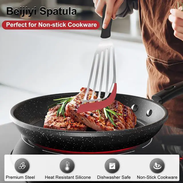 Alt view image 2 of 6 - Beijiyi 2-Piece Silicone Fish Spatula for Nonstick Cookware, Heat Resistant