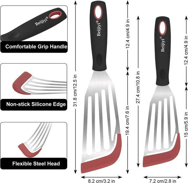 Alt view image 6 of 6 - Beijiyi 2-Piece Silicone Fish Spatula for Nonstick Cookware, Heat Resistant