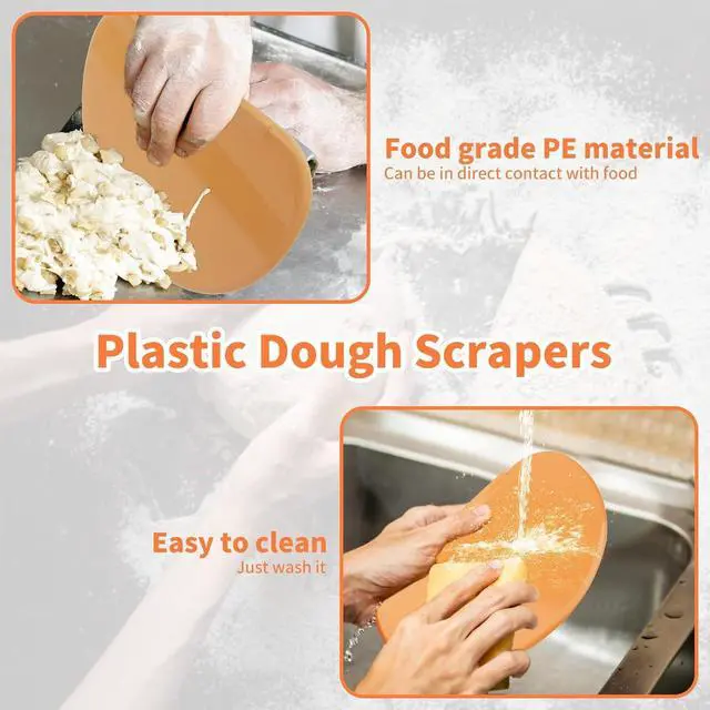 Alt view image 4 of 6 - Bowl Scraper 2PCS Silicone Bread Dough Scraper Bowl Spatula Curved Edge Flexible Bowl Scraper for Baking Food Scraper for Sourdough Bread Proofing Basket Pastry Cutter Tool, Orange