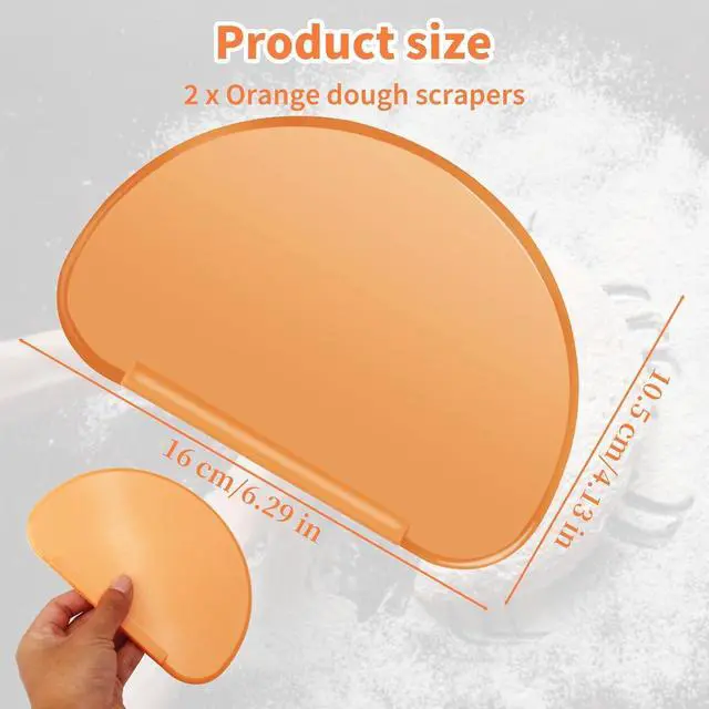 Alt view image 2 of 6 - Bowl Scraper 2PCS Silicone Bread Dough Scraper Bowl Spatula Curved Edge Flexible Bowl Scraper for Baking Food Scraper for Sourdough Bread Proofing Basket Pastry Cutter Tool, Orange