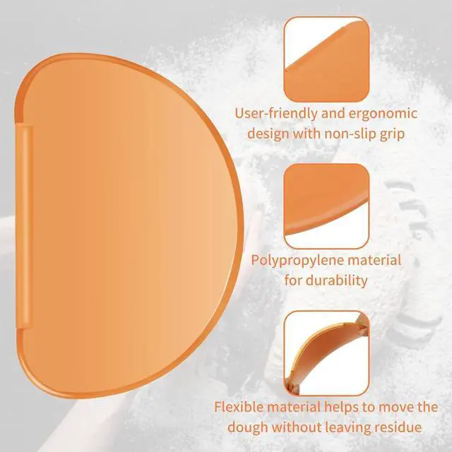 Alt view image 3 of 6 - Bowl Scraper 2PCS Silicone Bread Dough Scraper Bowl Spatula Curved Edge Flexible Bowl Scraper for Baking Food Scraper for Sourdough Bread Proofing Basket Pastry Cutter Tool, Orange