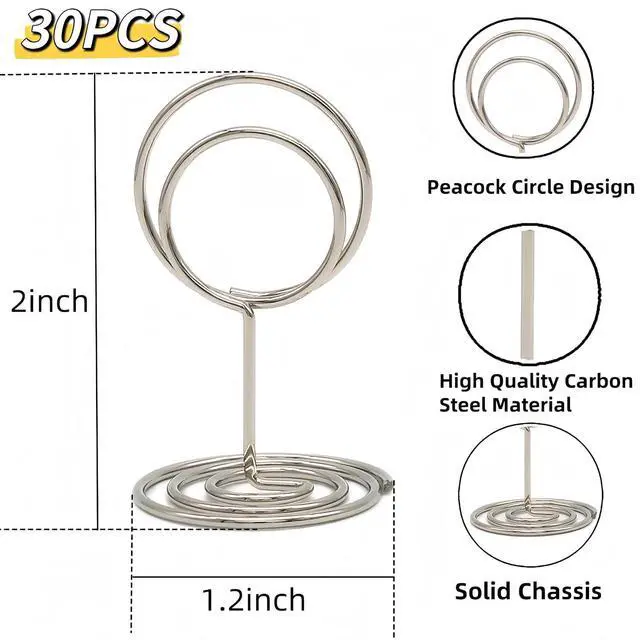 Alt view image 2 of 7 - 30 Pcs Table Number Holders, Wire Picture Photo Holder,Place Card Stands