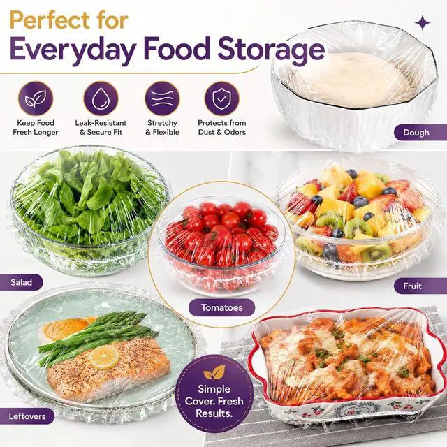 Alt view image 2 of 7 - Lagincig 100Pcs Bowl Covers for Bread Proofing - Large Plastic Wrap for Food Sourdough Baking Bread Rising Elastic Reusable Plate Covers Outdoor Indoor Picnic Food Fresh Keeping Bags