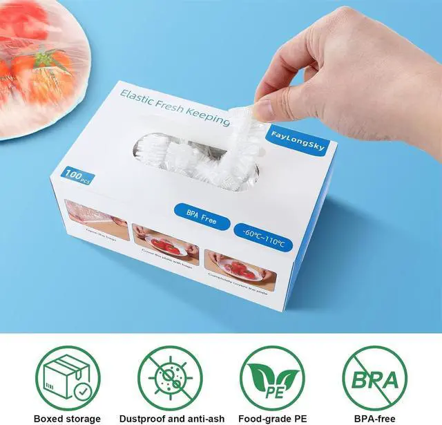 Alt view image 6 of 7 - Boxed Plastic Bowl Covers, Shower Caps for Sourdough Bread