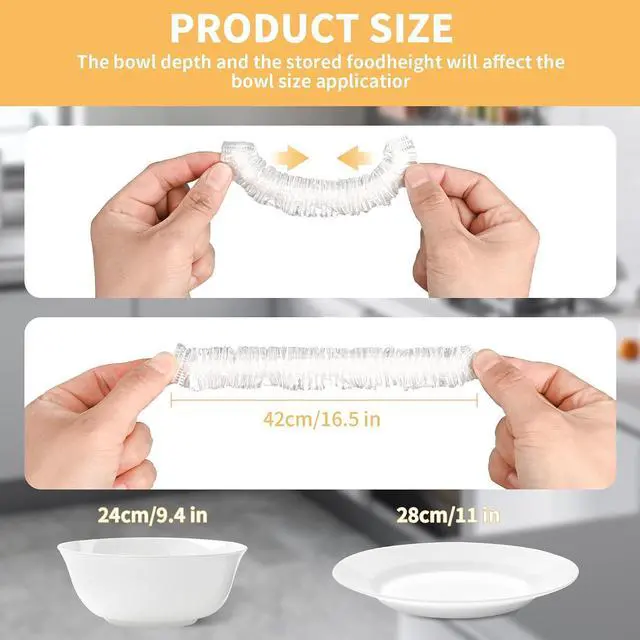 Alt view image 2 of 7 - 200 Bowl Covers for Bread Proofing,Elastic Large Plastic Wrap for Food