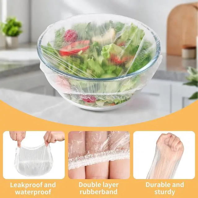 Alt view image 6 of 7 - 200 Bowl Covers for Bread Proofing,Elastic Large Plastic Wrap for Food