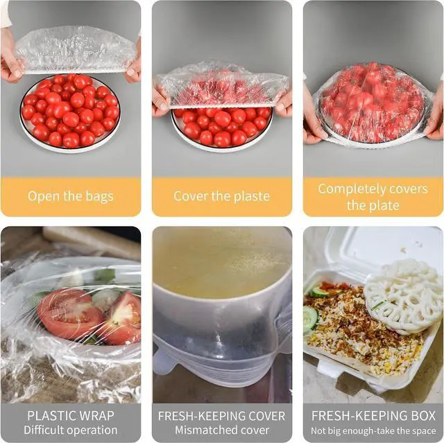Alt view image 7 of 7 - 200 Bowl Covers for Bread Proofing,Elastic Large Plastic Wrap for Food