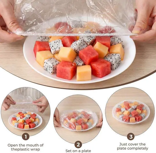 Alt view image 4 of 7 - Homelove 100pcs Bowl Covers Bread Proofing - Large Plastic Wrap for Food Sourdough Bread Baking Rising Elastic Reusable Plate Covers Outdoor Food Fresh Keeping Bags Shower Cap Hair Deep Conditioning