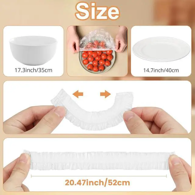 Alt view image 5 of 7 - Homelove 100pcs Bowl Covers Bread Proofing - Large Plastic Wrap for Food Sourdough Bread Baking Rising Elastic Reusable Plate Covers Outdoor Food Fresh Keeping Bags Shower Cap Hair Deep Conditioning
