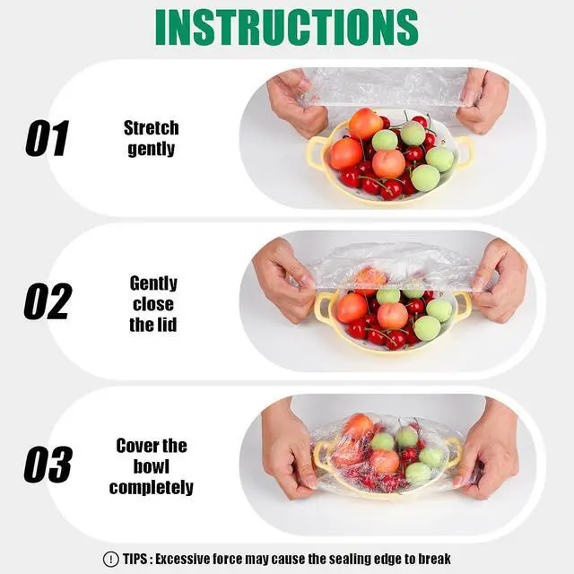 Alt view image 2 of 5 - Plastic Bowl Covers, 100 Count Elastic Covers for Bread Proofing