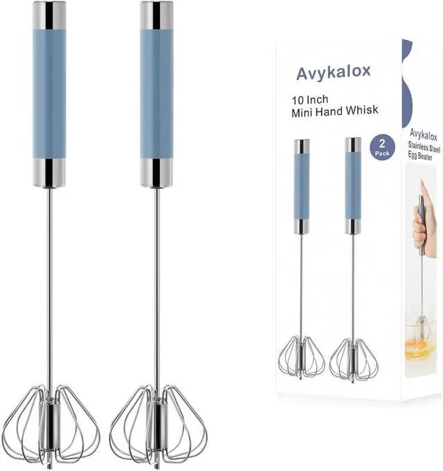 Main image of 2 Pack Semi Automatic Whisk, Stainless Steel Mini Hand Push Whisks for Cooking, Easy to Use Hand Mixer Egg Beater Wisking Tool for Cooking, Whisking, Beating, Stirring