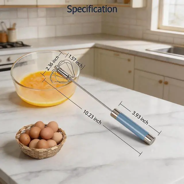 Alt view image 3 of 7 - 2 Pack Semi Automatic Whisk, Stainless Steel Mini Hand Push Whisks for Cooking, Easy to Use Hand Mixer Egg Beater Wisking Tool for Cooking, Whisking, Beating, Stirring