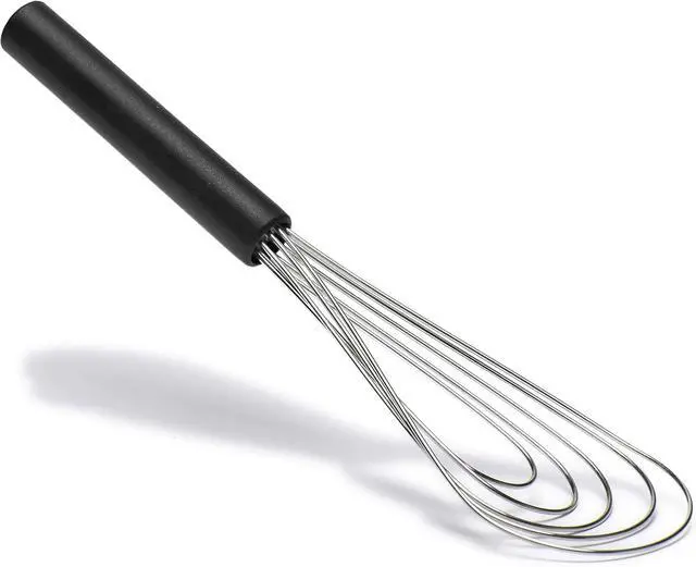 Alt view image 2 of 6 - Flat Whisk Silicone Handle Non Slip 10" - 5 Wires Whisk with 10 Heads for Kitchen Cooking Color by Jell-Cell (Black)