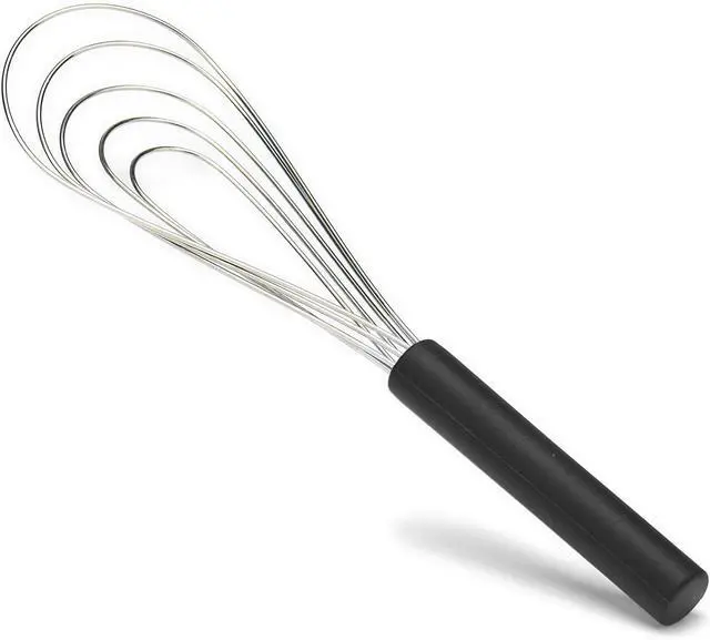 Alt view image 4 of 6 - Flat Whisk Silicone Handle Non Slip 10" - 5 Wires Whisk with 10 Heads for Kitchen Cooking Color by Jell-Cell (Black)