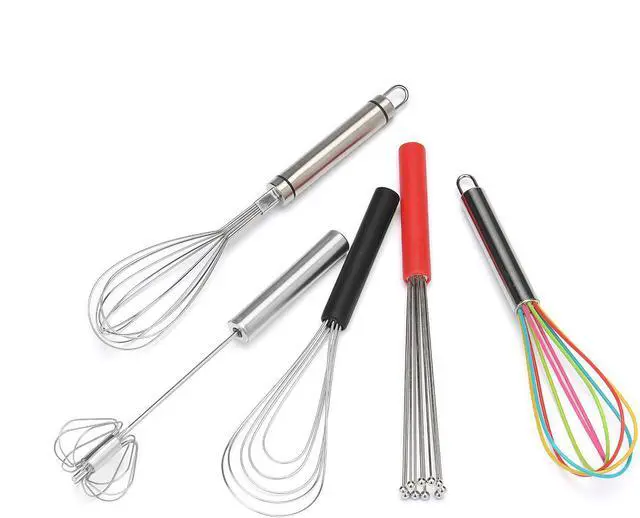 Alt view image 6 of 6 - Flat Whisk Silicone Handle Non Slip 10" - 5 Wires Whisk with 10 Heads for Kitchen Cooking Color by Jell-Cell (Black)