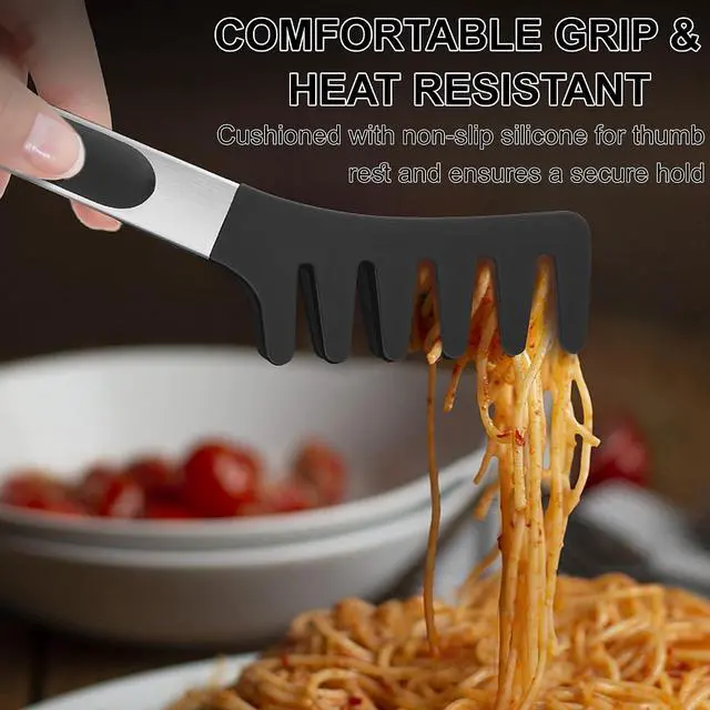 Alt view image 3 of 7 - Pasta Tong Spaghetti Tongs, 9-Inch Heat Resistant Silicone Pasta Tongs
