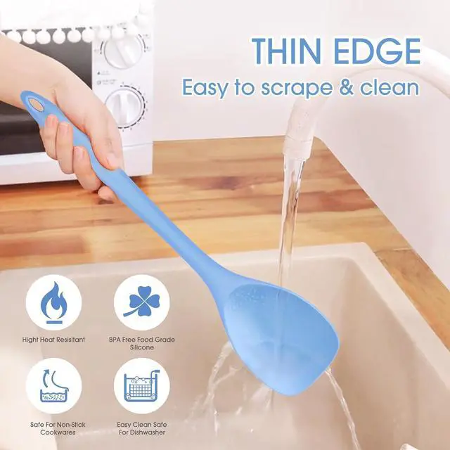 Alt view image 5 of 6 - Silicone Spatula Spoon 2-Pack, Rubber Spoonula set Heat Resistant, Cooking Spoon spatula turner Seamless Non-Stick Scrapers for Baking Mixing.