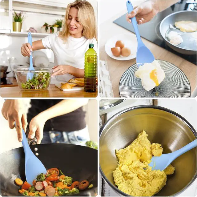 Alt view image 3 of 6 - Silicone Spatula Spoon 2-Pack, Rubber Spoonula set Heat Resistant, Cooking Spoon spatula turner Seamless Non-Stick Scrapers for Baking Mixing.