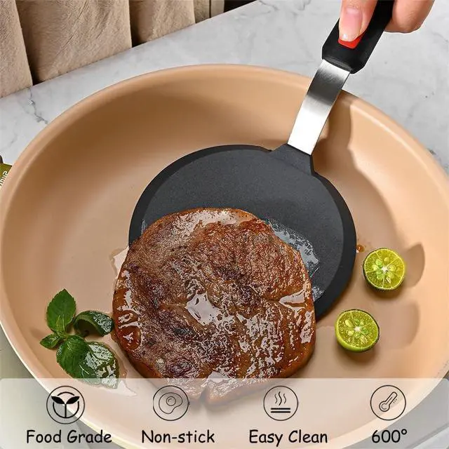 Alt view image 2 of 7 - Silicone Pancake Spatula, Wide Silicone Spatula Turner with Lengthened Handle, 600°F Heat Resistant Cooking Spatulas for Nonstick Cookware, Large Flexible Kitchen Utensils BPA Free (Pancake Spatula)