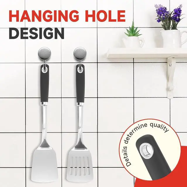 Alt view image 4 of 7 - 2 Pcs Stainless Steel Spatulas Set,14.9 Silver Slotted Turner, Solid Turner, Kitchen Cooking Utensils Set, High Heat Resistant, Grilling Frying Serving Food, Easy to Clean