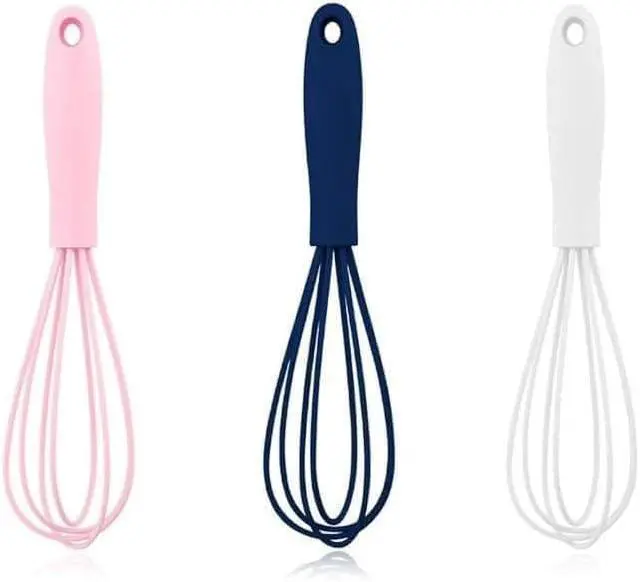 Alt view image 2 of 6 - Mini Silicone Whisk Set - Egg Beater and Blender for Baking and Cooking, 6.7 Inch Compact Design with Ergonomic Handle, Dishwasher Kitchen Utensils (White)