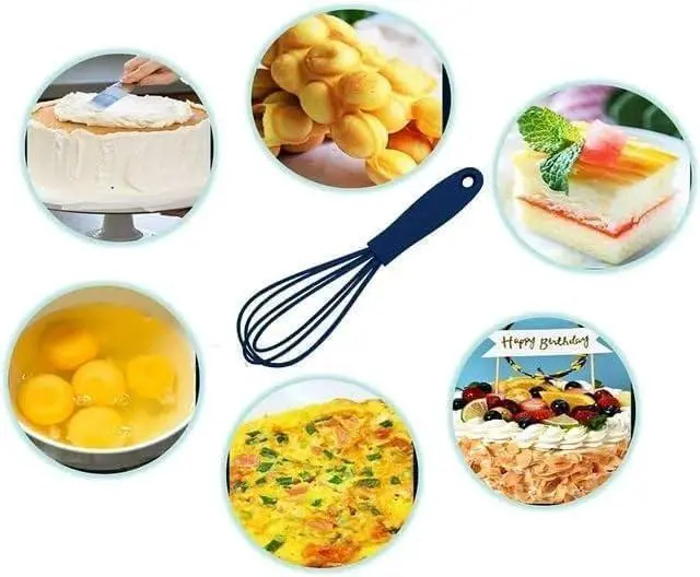 Alt view image 3 of 6 - Mini Silicone Whisk Set - Egg Beater and Blender for Baking and Cooking, 6.7 Inch Compact Design with Ergonomic Handle, Dishwasher Kitchen Utensils (White)
