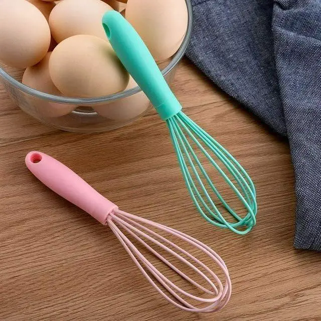 Alt view image 5 of 6 - Mini Silicone Whisk Set - Egg Beater and Blender for Baking and Cooking, 6.7 Inch Compact Design with Ergonomic Handle, Dishwasher Kitchen Utensils (White)