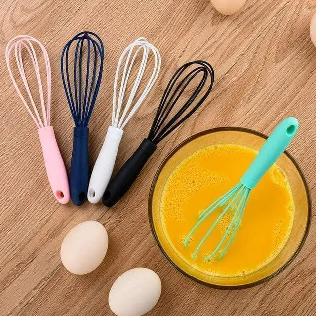Alt view image 4 of 6 - Mini Silicone Whisk Set - Egg Beater and Blender for Baking and Cooking, 6.7 Inch Compact Design with Ergonomic Handle, Dishwasher Kitchen Utensils (White)