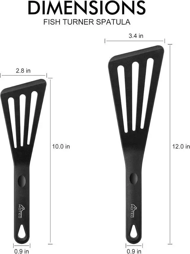 Alt view image 2 of 7 - HOTEC 600 Heat Resistant Silicone Slotted Fish Turner Spatula Set, BPA Free Flipper Cooking Spatulas, for Non Stick Cookware Dishwasher Safe, Black