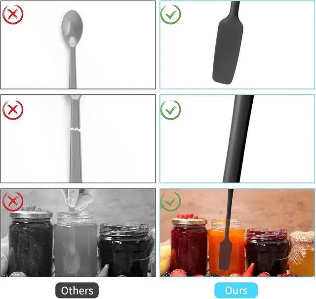 Alt view image 3 of 7 - 3 Pcs Small Spatulas Set Silicone Jar Spatulas with Long Handle Heat Resistant Non-Stick Mini Spatulas Jam Spreader Scraper Narrow Rubber Spatula for Baking and Cake Icing Kitchen Use 11 Inches