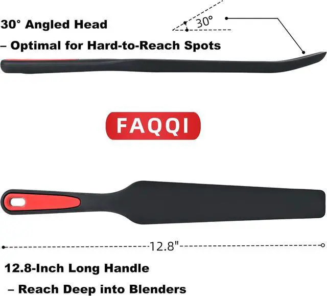 Alt view image 2 of 7 - Silicone Blender Spatula, Under-Blade Scraper with Long Handle