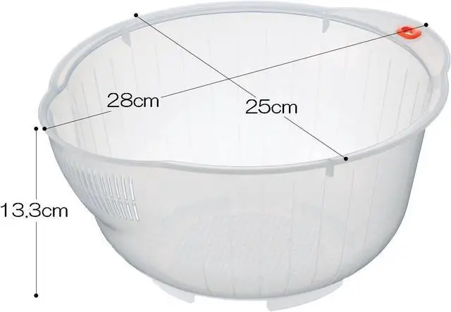 Alt view image 2 of 3 - Japanese Rice Washing Bowl with Side and Bottom Drainers, Made in Japan