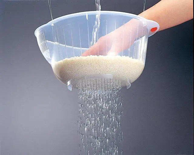 Alt view image 3 of 3 - Japanese Rice Washing Bowl with Side and Bottom Drainers, Made in Japan