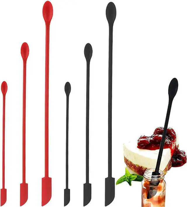 Main image of Mini Silicone Spatula, 6 PCS Jar Spatula, Reusable Double-ended Tiny Silicone Spoon for Kitchen and Beauty